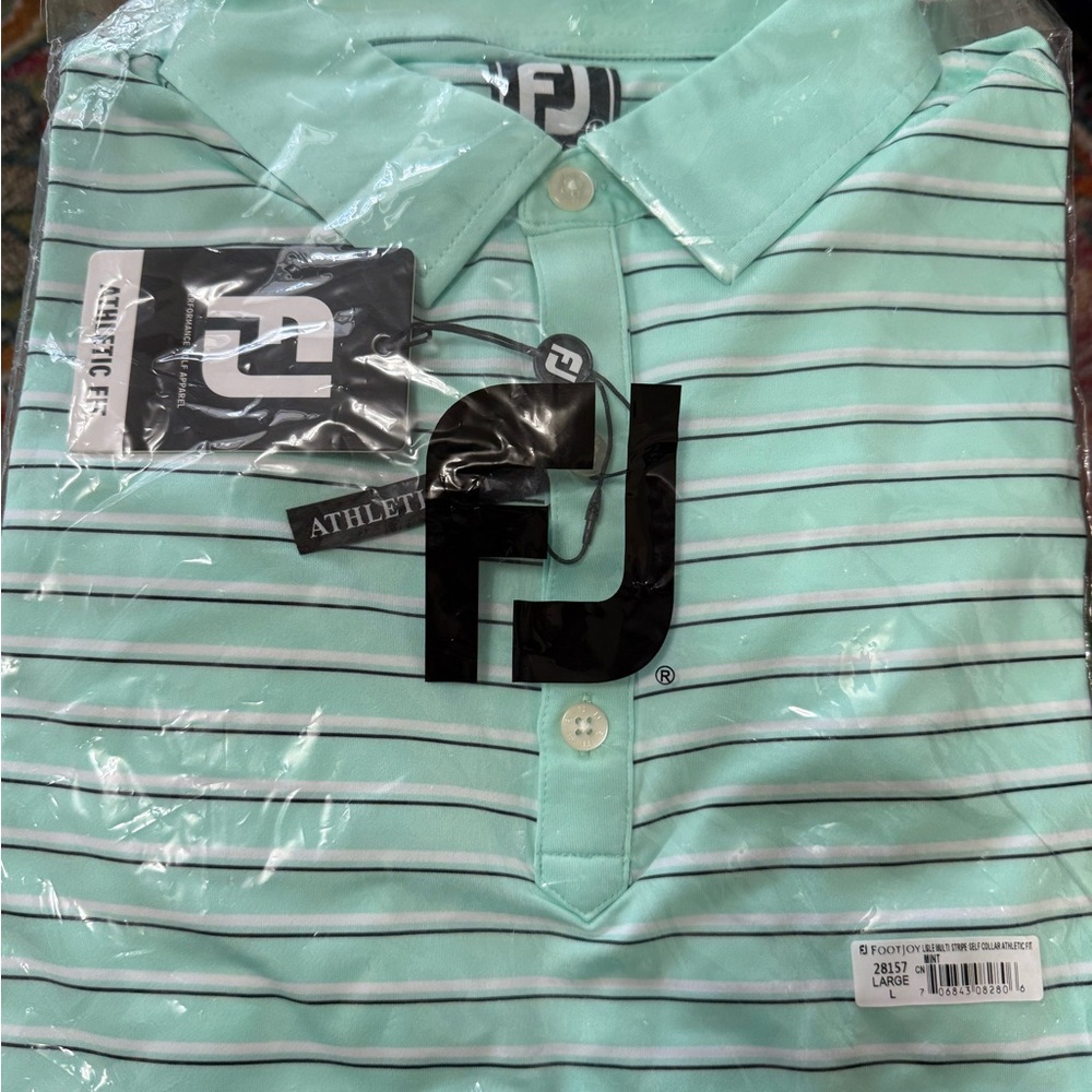 FootJoy Men's Light Green Golf Shirt with Stripes